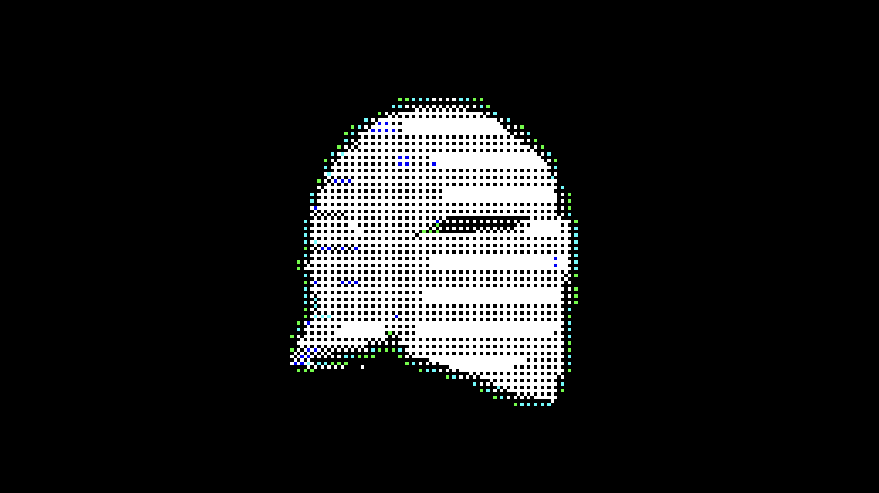 A helmet 3D model, rendered in HEXCHOIR, then imported into the image engine and dithered