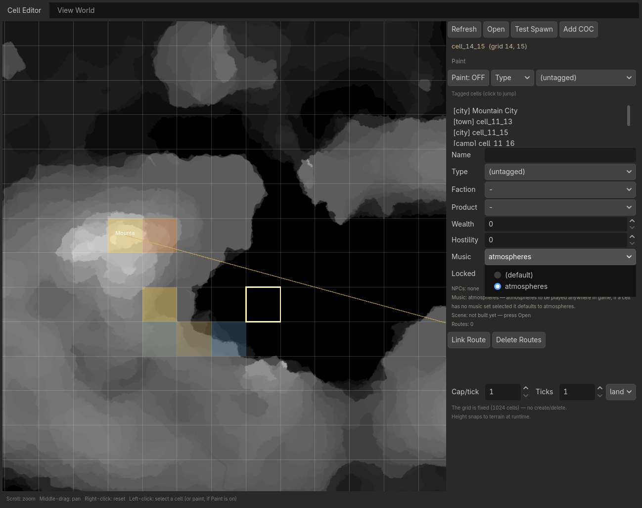 The Copper SDK Cell Editor showing the new Music-set dropdown