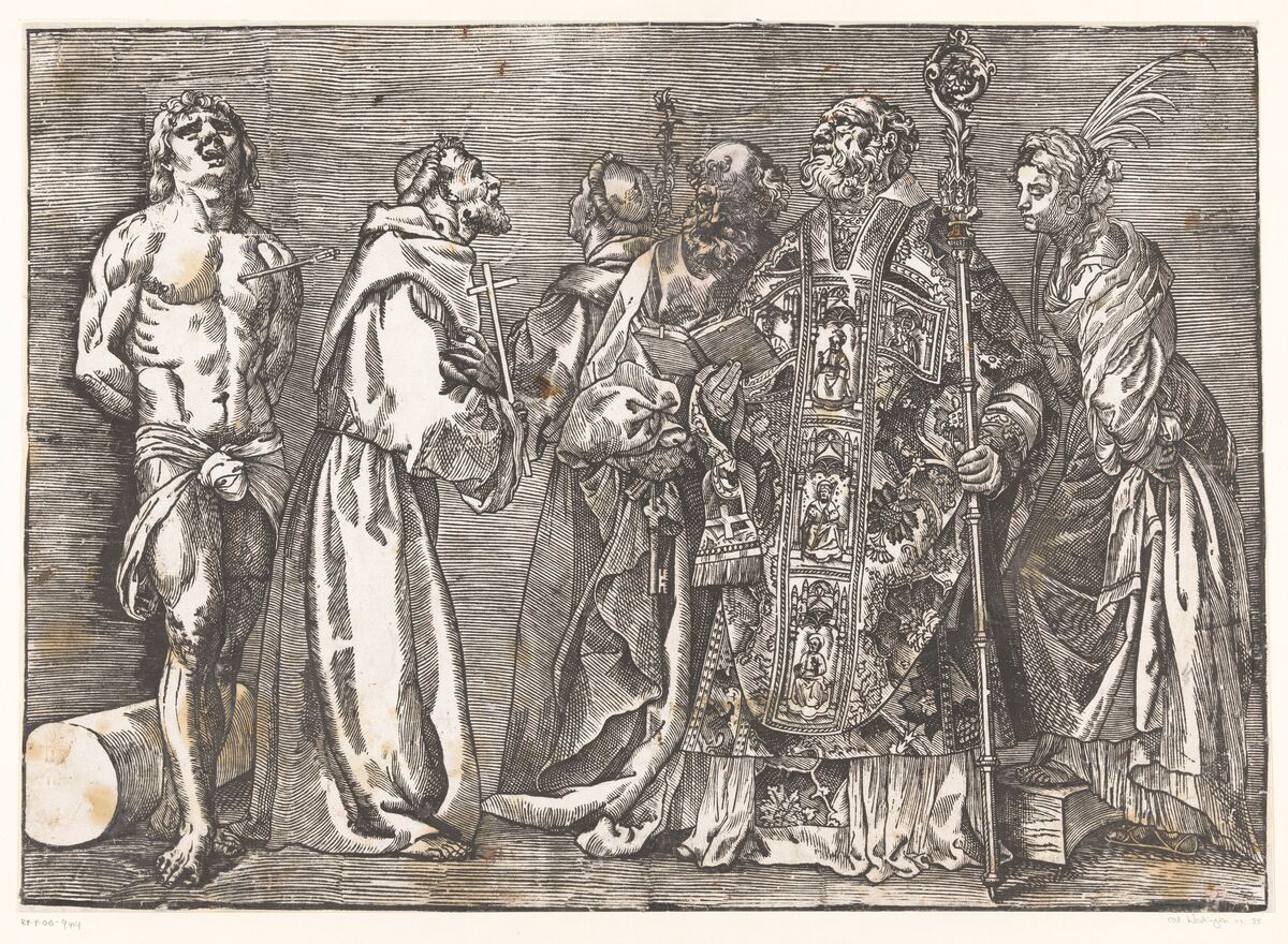 "The Six Saints", the 1500's print the two figures were taken from